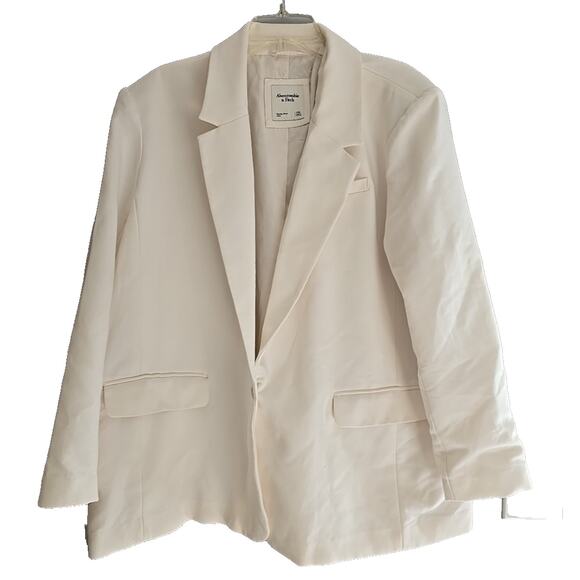 Abercrombie & Fitch Beige One-Button Formal Business Coat Suit Womans Size 2XL - Picture 1 of 5